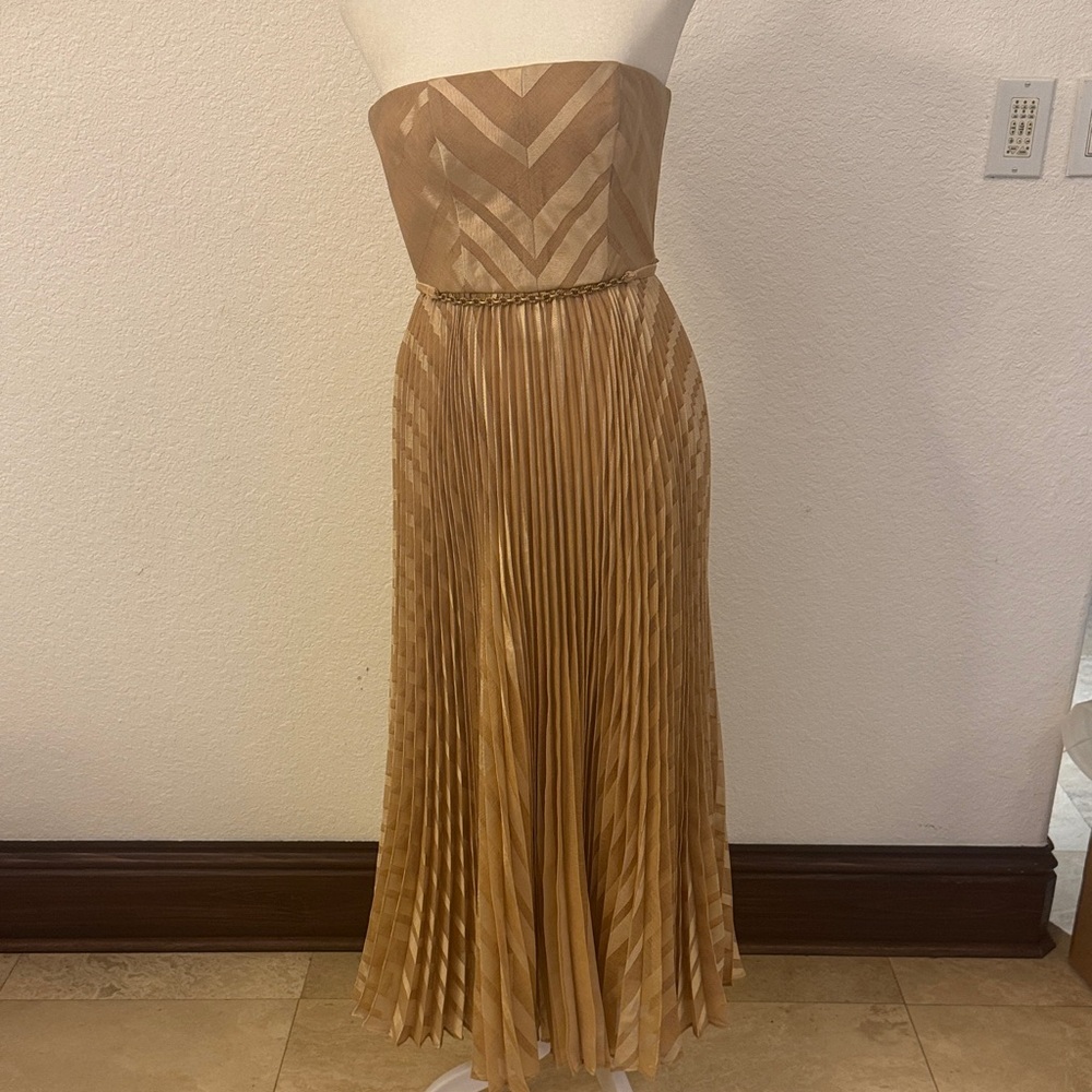 Zimmermann Strapless Tan Pleated Dress